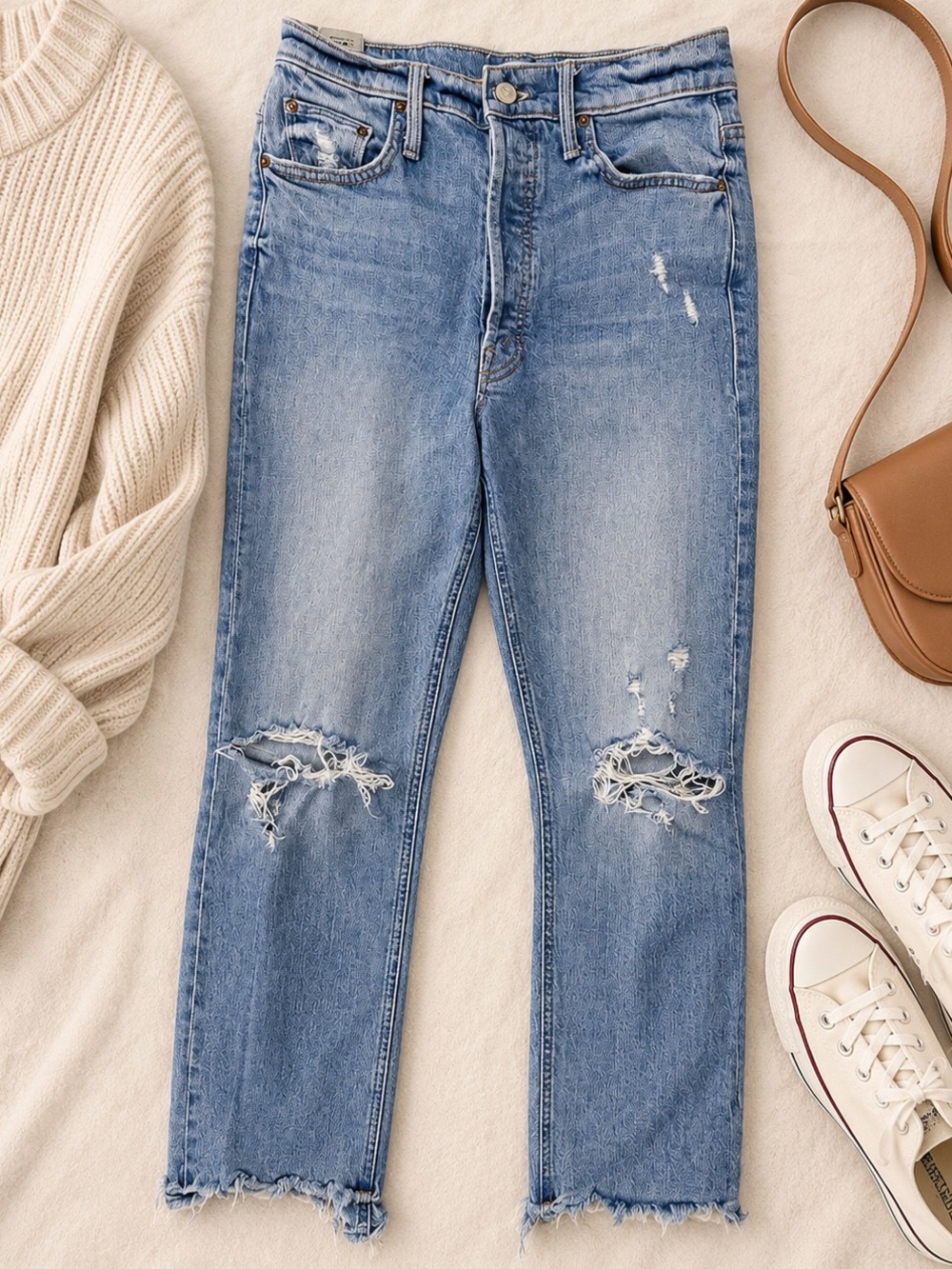 MOTHER The Tripper Ankle Jeans Women's‎ 27 Misbeliever Distressed Crop Raw Hem
